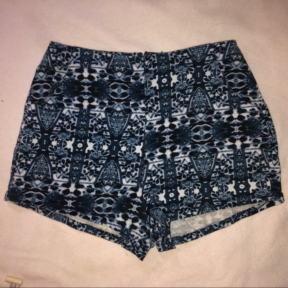 Blue and White Unique Pattered Shorts